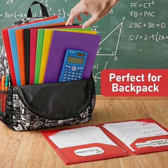 Alt view image 7 of 7 - ONEKEE 8 Pack Plastic folders with Pockets 2-Pocket Document Folders
