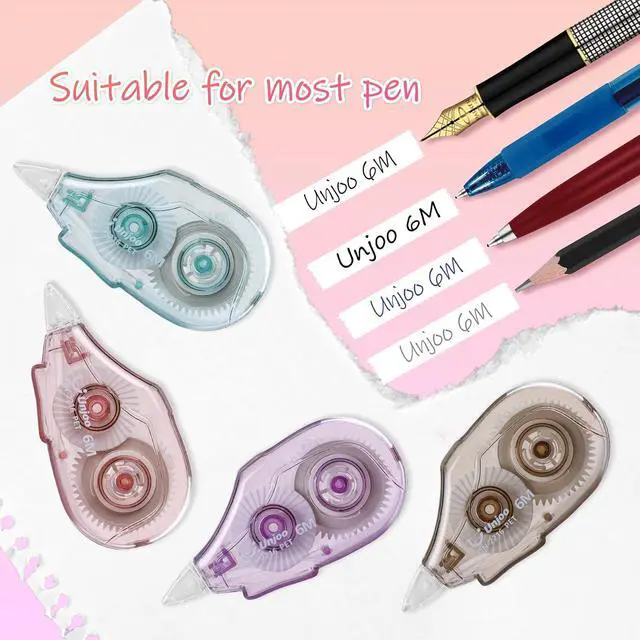 Alt view image 4 of 7 - Unjoo White Correction Tape (12pack, 6M/256, Tape Width 0.2in, 4 colors)