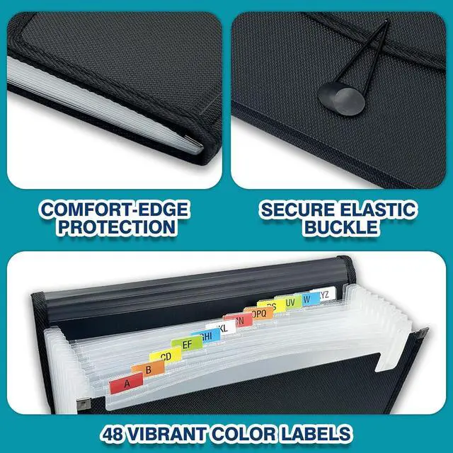 Alt view image 5 of 7 - H4D 13-Pocket Accordion File Organizer, Expanding File Folder, Black