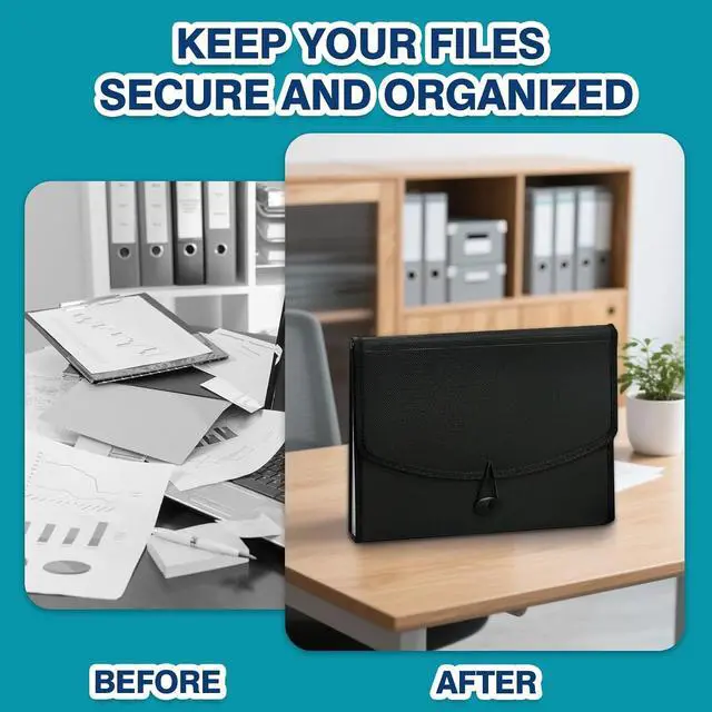 Alt view image 6 of 7 - H4D 13-Pocket Accordion File Organizer, Expanding File Folder, Black