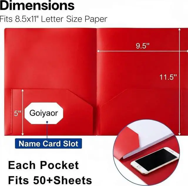 Alt view image 2 of 6 - 6 Pack Plastic Folders with Pockets, 6 Assorted Colors, 2 Pocket Folders for Documents, Heavy Duty Poly Pocket Folders with Business Card Slot, File Folders for Office School Home Organization