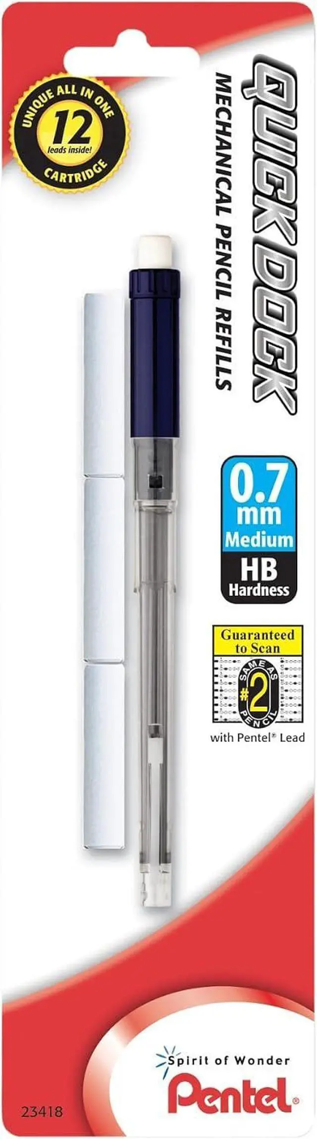 Main image of Pentel Refill Lead Cartridge For Quick Dock and 3 Erasers, 0.7mm (QD7LE3BP)