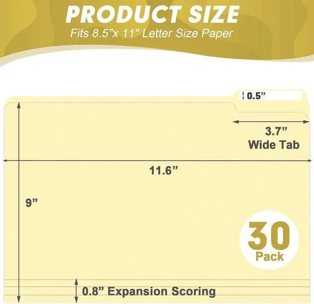 Alt view image 2 of 7 - Manila Folders, HERKKA 30 Pack 1/3 Cut Tab File Folders, Manila Folders 8.5 x 11 Designed for Office and Classroom Use, Letter Size