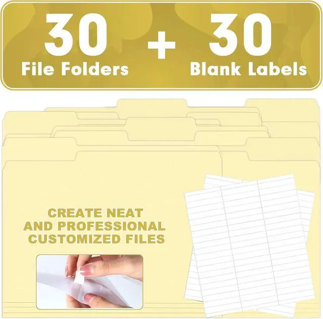 Alt view image 5 of 7 - Manila Folders, HERKKA 30 Pack 1/3 Cut Tab File Folders, Manila Folders 8.5 x 11 Designed for Office and Classroom Use, Letter Size