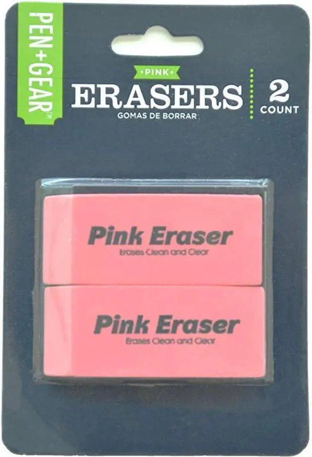Main image of PEN+GEAR Smudge-Proof Pink Erasers 2 Count