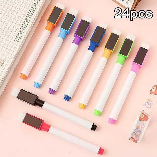 Alt view image 2 of 7 - SULOLI 24 Pcs Magnetic Dry Erase Markers, Fine Tip Point Whiteboard Markers with erases White Board Dry Markers for Teachers Office School Supplies