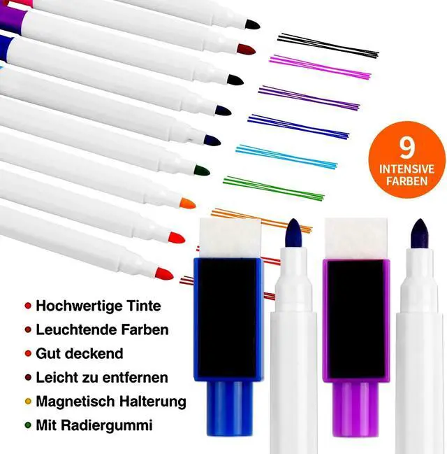 Alt view image 3 of 7 - SULOLI 24 Pcs Magnetic Dry Erase Markers, Fine Tip Point Whiteboard Markers with erases White Board Dry Markers for Teachers Office School Supplies