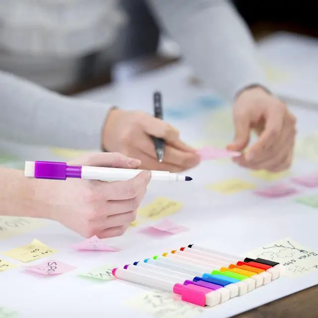 Alt view image 6 of 7 - SULOLI 24 Pcs Magnetic Dry Erase Markers, Fine Tip Point Whiteboard Markers with erases White Board Dry Markers for Teachers Office School Supplies
