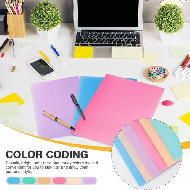 Alt view image 3 of 7 - Zzrywuty Plastic Folders with Pockets 6 Pack, Heavy Duty 2-Pocket File Folders with Business Card Slot, Pastel Colors, Letter Size for Schoolwork & Office