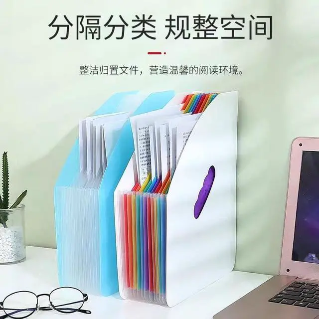 Alt view image 6 of 6 - SAYEEC 13 Pockets Vertical Expanding File Folder Plastic Accordion File Organizer Desk Stand Magazine Holder Letter Size A4 Documents Storage Space Saver for Office Home Class