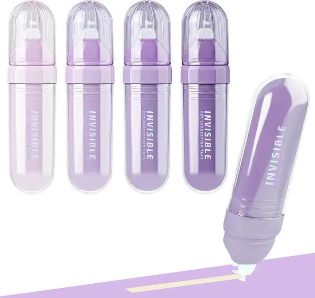 Main image of Temiary 4P Correction Tapes, Beige Core Smooth Pull Out for Writing, Purple