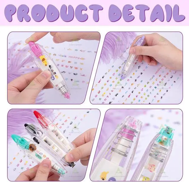 Alt view image 3 of 7 - 5 Pack Decorative Correction Tape Cartoon Pattern Sticker