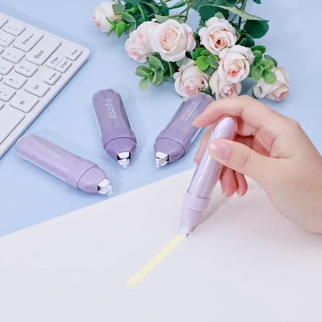 Alt view image 5 of 7 - Temiary 4P Correction Tapes, Beige Core Smooth Pull Out for Writing, Purple