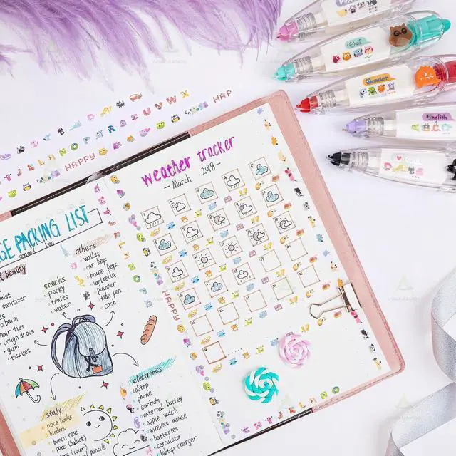 Alt view image 4 of 7 - 5 Pack Decorative Correction Tape Cartoon Pattern Sticker