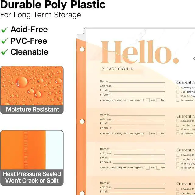 Alt view image 5 of 7 - Dunwell 3 Ring Binder Pocket (1 Set, 5 Count) No Tab, Plastic Slash File Jackets for 8.5x11 Paper, Multicolor Notebook Divider with Pockets, 3 Hole Punched Project Folder, Acid-Free