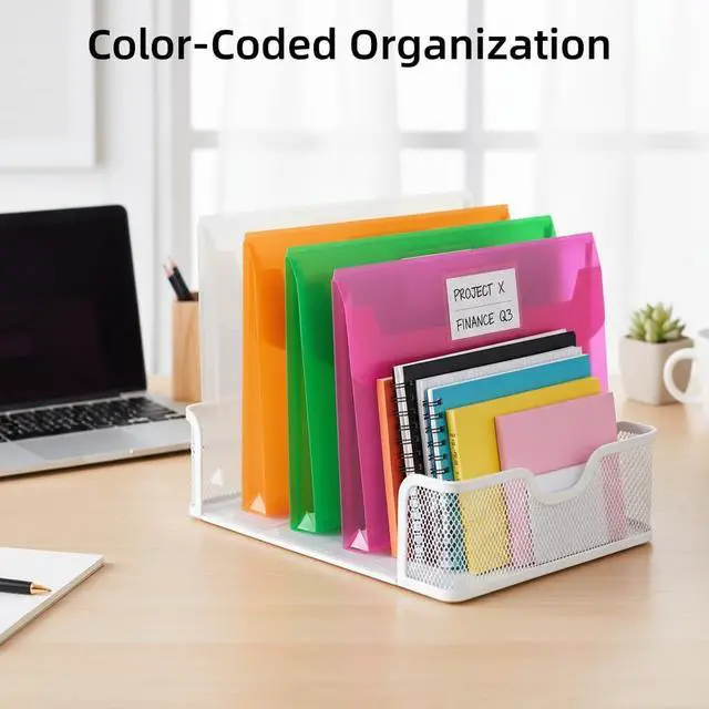 Alt view image 2 of 7 - 5 Pack Plastic Envelopes with Snap Closure,Large-Capacity Colored Clear Folders for Documents File Folder,Poly Envelopes A4 Letter Size(13"×9.5") for School Home Office,Assorted Colors