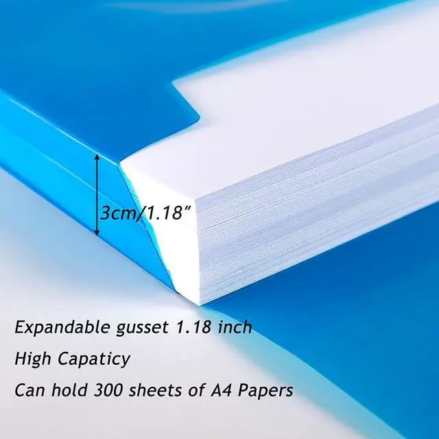Alt view image 6 of 7 - 5 Pack Plastic Envelopes with Snap Closure,Large-Capacity Colored Clear Folders for Documents File Folder,Poly Envelopes A4 Letter Size(13"×9.5") for School Home Office,Assorted Colors