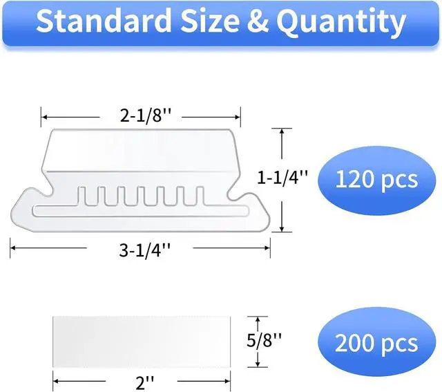 Alt view image 2 of 7 - Reastar 120 Pcs Hanging File Folder Tabs, with 200 Pcs Inserts, Clear