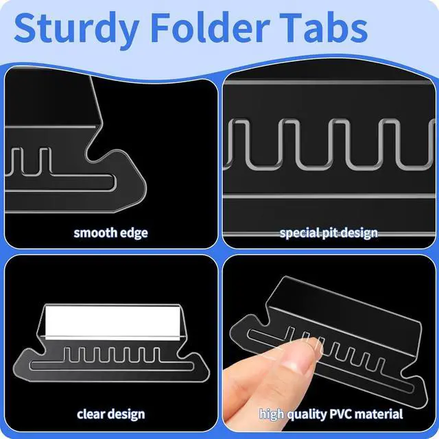 Alt view image 3 of 7 - Reastar 120 Pcs Hanging File Folder Tabs, with 200 Pcs Inserts, Clear