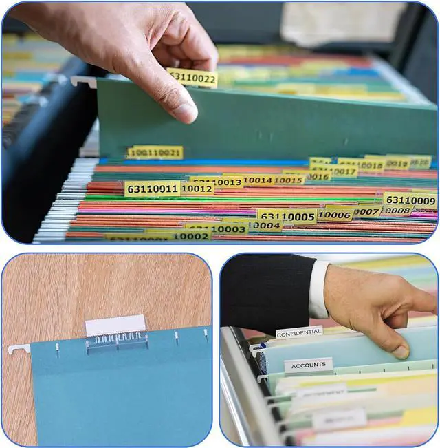 Alt view image 4 of 7 - Reastar 120 Pcs Hanging File Folder Tabs, with 200 Pcs Inserts, Clear