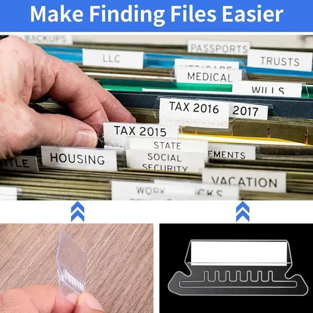 Alt view image 5 of 7 - Reastar 120 Pcs Hanging File Folder Tabs, with 200 Pcs Inserts, Clear