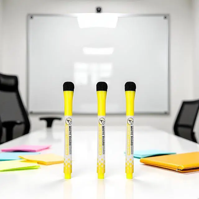 Alt view image 6 of 7 - 3 Pcs Magnetic Whiteboard Pen Writing Drawing Erasable Board Marker Office Supplies Erasable Whiteboard Pen Dry Erase and Highlighters(Yellow )This product is not suitable for children under 12