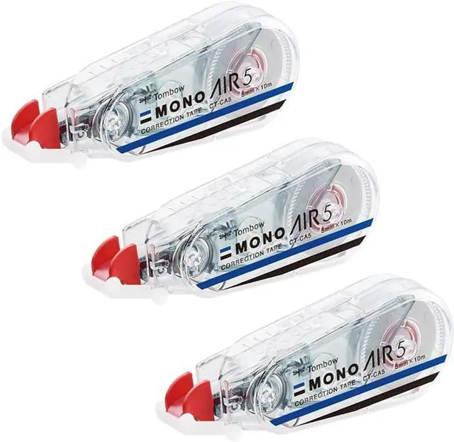 Main image of Tombow KPB-325 Pencil Correction Tape 0.2 inch (5 mm) MONO Mono Air (Light Touch, High Adhesion Tape), Single Use Type, 32.8 ft (10 m), 3 Pieces