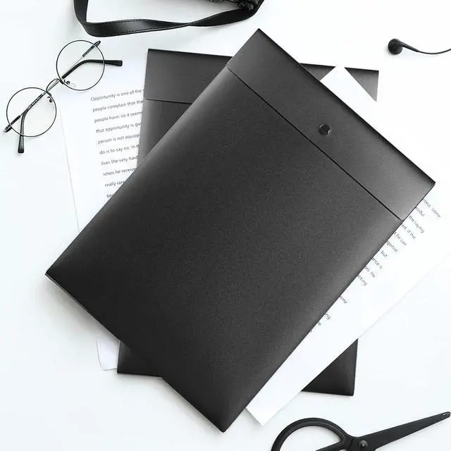 Alt view image 2 of 7 - VANRA Vertical File Folders Poly Filing Envelope Plastic Project Folder with Snap Button Closure for A4 Letter Size Paper (Pack of 5, Black)