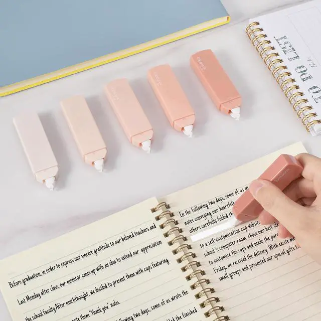 Alt view image 6 of 7 - Temiary 6Pcs Mini White Correction Tapes, Quick Dry Smooth Pull Out, Pink