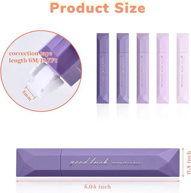 Alt view image 2 of 7 - Temiary 5Pcs White Correction Tapes, White Tape Pen Smooth Pull Out, Purple