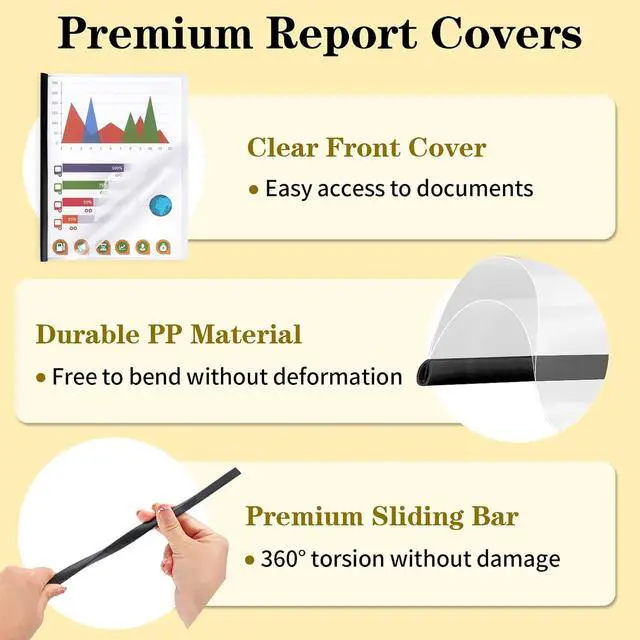 Alt view image 6 of 7 - Report Covers with Sliding Bar, Clear Report Covers for Letter-Size Paper