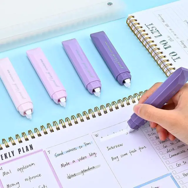 Alt view image 7 of 7 - Temiary 5Pcs White Correction Tapes, White Tape Pen Smooth Pull Out, Purple