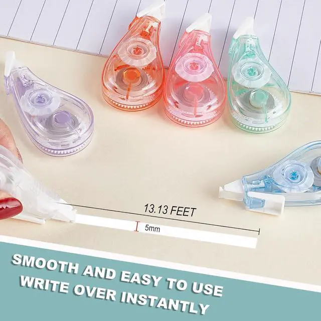 Alt view image 3 of 6 - White Correction Tape, 6 Pack, 13.13 ft Flip-Top Design
