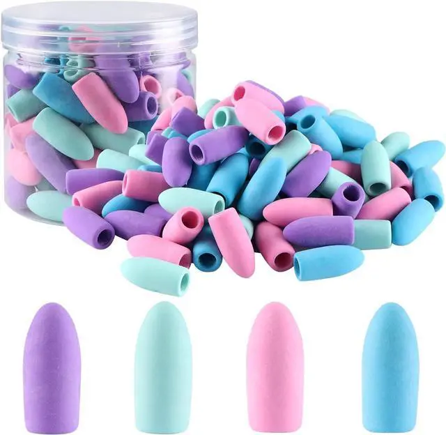 Main image of Pencil Top Erasers, Cap Erasers, Extra Thick Pencil Eraser Toppers