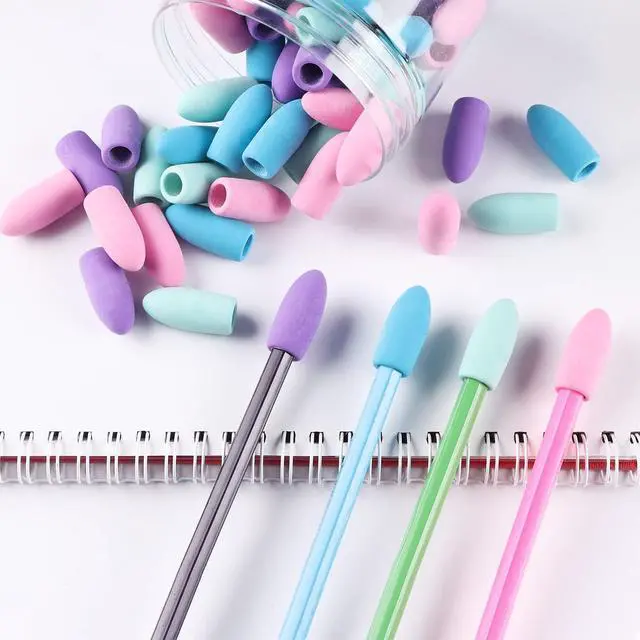 Alt view image 4 of 6 - Pencil Top Erasers, Cap Erasers, Extra Thick Pencil Eraser Toppers