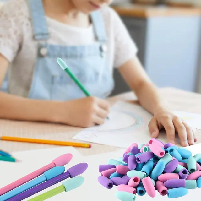 Alt view image 5 of 6 - Pencil Top Erasers, Cap Erasers, Extra Thick Pencil Eraser Toppers