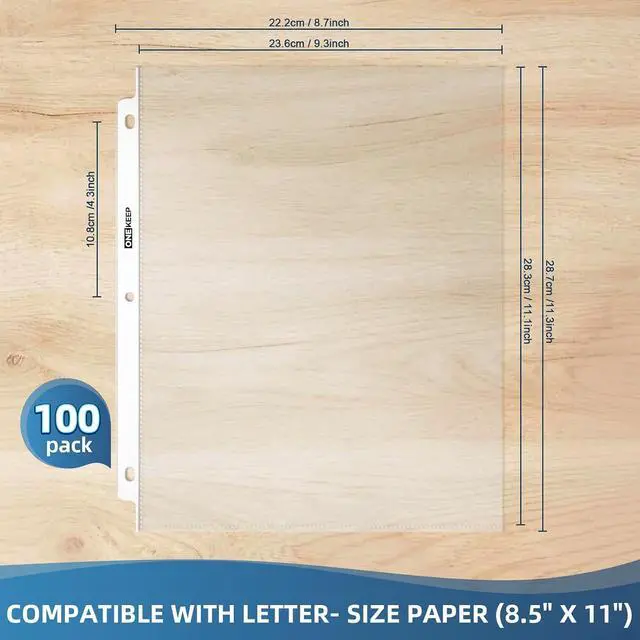 Alt view image 2 of 7 - 100 Pack Sheet Protectors, Top Loading Reinforced 3-Hole Page