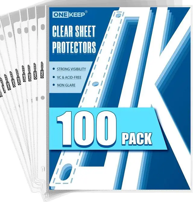 Alt view image 7 of 7 - 100 Pack Sheet Protectors, Top Loading Reinforced 3-Hole Page