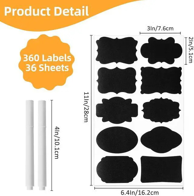 Alt view image 2 of 7 - Homrelaxy 360 Pcs Chalkboard Labels Stickers for Glass Jars, 3"x 2"