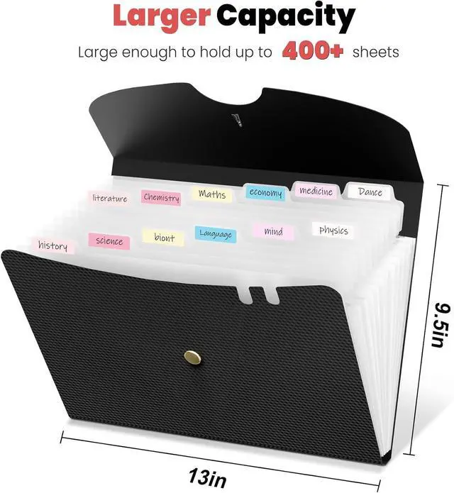 Alt view image 3 of 7 - Sooez Expanding File Folders, 13 Pocket Accordion File Organizer, Letter/A4