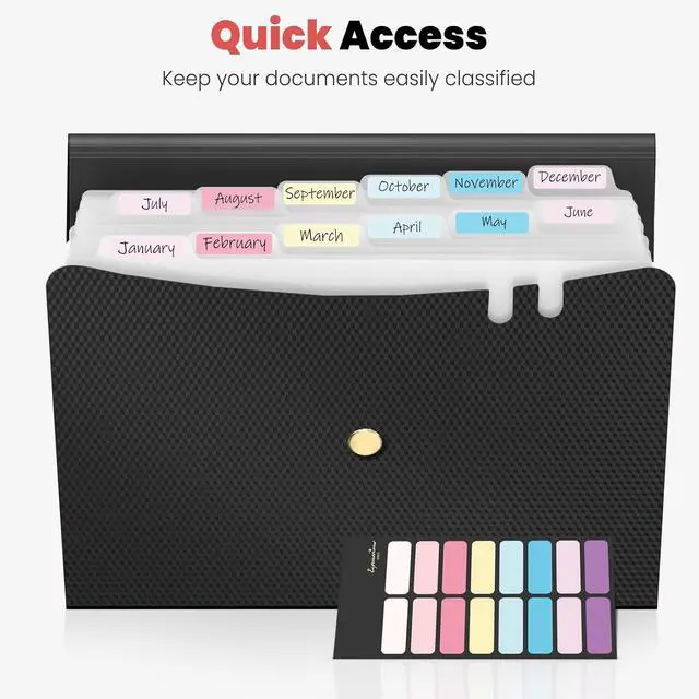 Alt view image 4 of 7 - Sooez Expanding File Folders, 13 Pocket Accordion File Organizer, Letter/A4