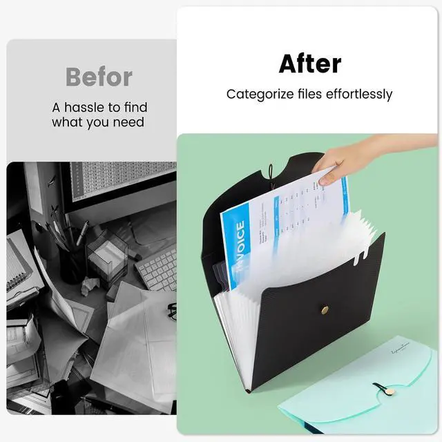 Alt view image 6 of 7 - Sooez Expanding File Folders, 13 Pocket Accordion File Organizer, Letter/A4