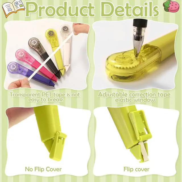 Alt view image 6 of 7 - auroray 6 Pack Pen-Style Correction Tape Pens, Each 1/5" X 236"