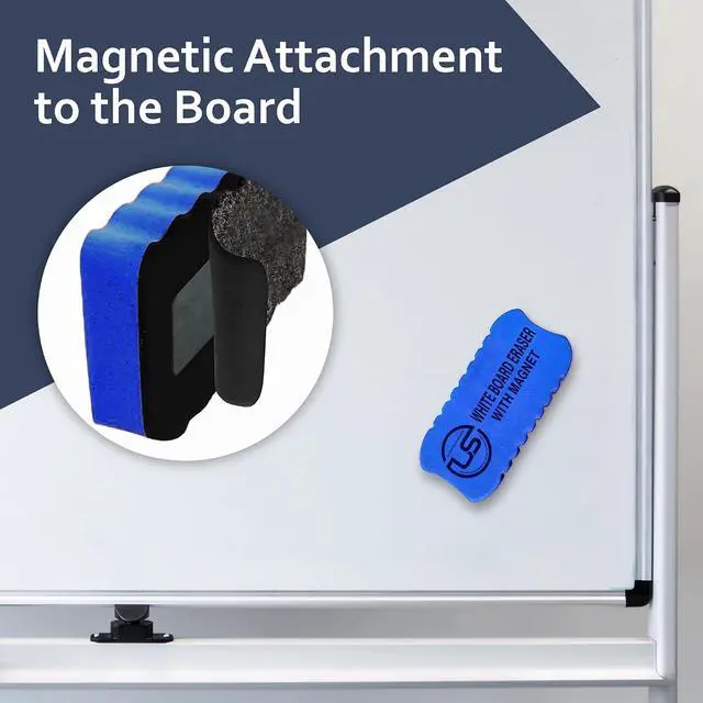 Alt view image 4 of 7 - Magnetic Dry Erase Eraser 2 Pack Felt Whiteboard and Glass Board Cleaner