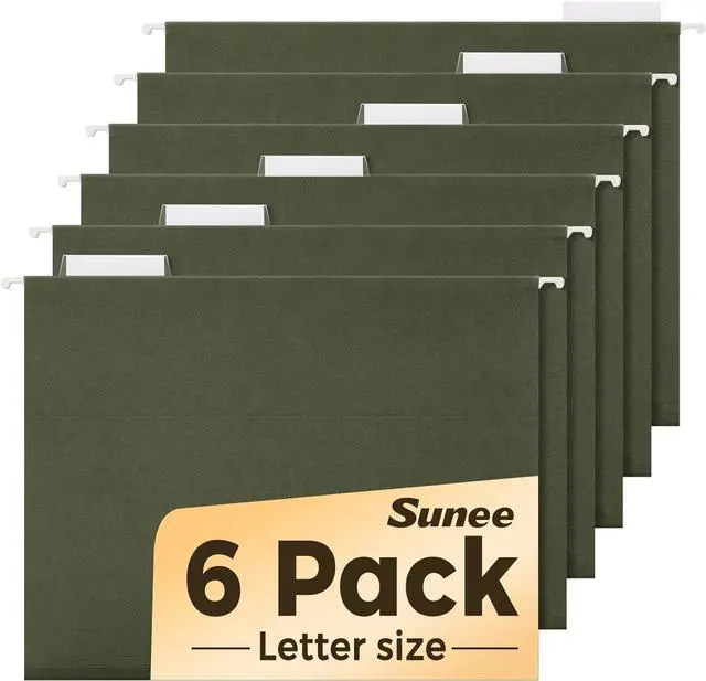 Main image of SUNEE Hanging File Folders, 6 Pack Letter Size Hanging File Folders with 1/5-Cut Tabs, Ideal for Home and Office Organization and Papers Classification,Green Colors