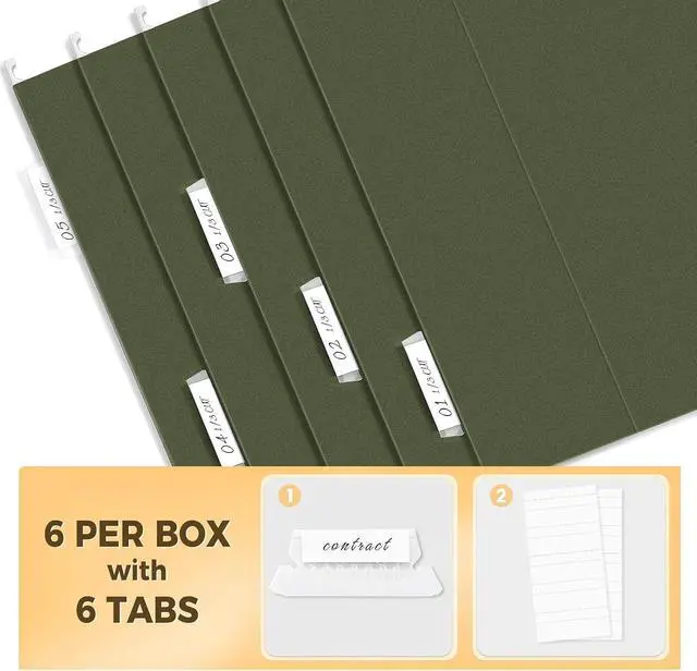 Alt view image 3 of 7 - SUNEE Hanging File Folders, 6 Pack Letter Size Hanging File Folders with 1/5-Cut Tabs, Ideal for Home and Office Organization and Papers Classification,Green Colors