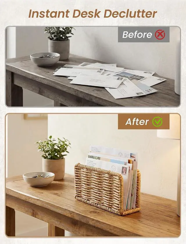 Alt view image 4 of 7 - NiHome Mail Holder Organizer Countertop, PP Woven Textured Letter Holder