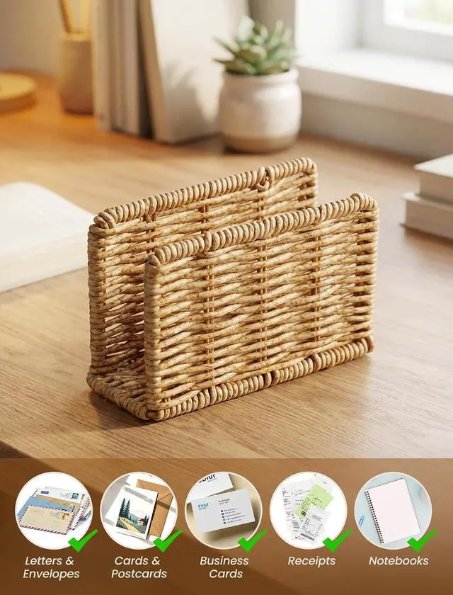 Alt view image 5 of 7 - NiHome Mail Holder Organizer Countertop, PP Woven Textured Letter Holder