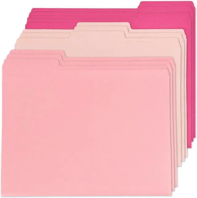 Main image of 12Pcs Pink File Folders Letter Size Colored Manilla File Folders with 1/3-cut Tabs Decorative File Pockets for Office School Business Home Organizer(12, Pink Series)