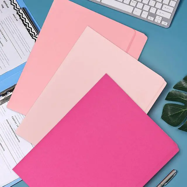 Alt view image 4 of 7 - 12Pcs Pink File Folders Letter Size Colored Manilla File Folders with 1/3-cut Tabs Decorative File Pockets for Office School Business Home Organizer(12, Pink Series)